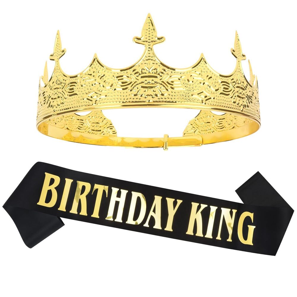 5937 Birthday King Crown with sash Glitter Birthday King Sash Party Favors